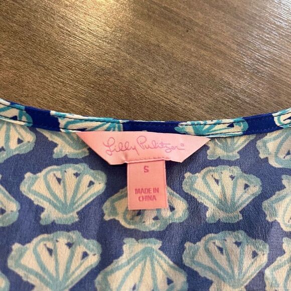 Lilly Pulitzer Blue Pattern Blouse Women Small - Picture 3 of 6